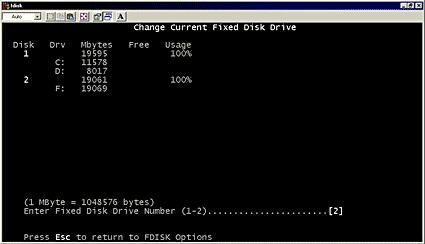 Enter fixed disk drive number