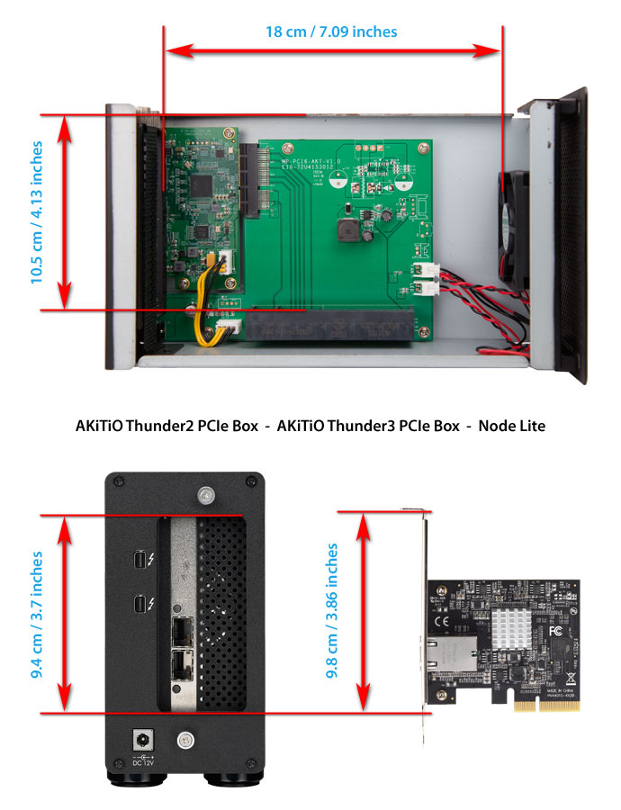 akitio thunder2 pcie box card dimensions2